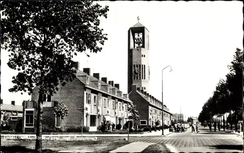 Ak Emmeloord Flevoland Niederlande, Korte Dreef met Poldertoren