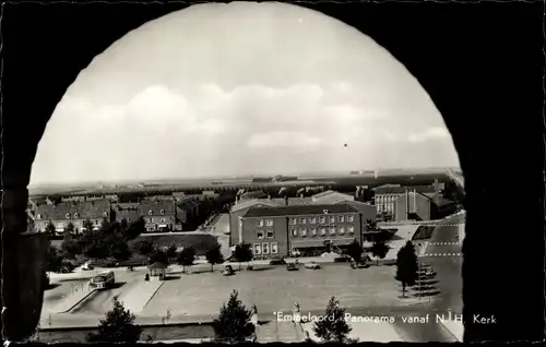 Ak Emmeloord Flevoland Niederlande, Panorama vanaf N. H. Kerk