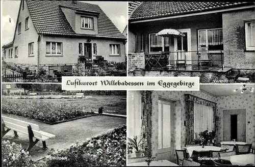 Ak Willebadessen in Westfalen, Pension Haus Daheim, Stadtpark, Veranda, Speiseraum