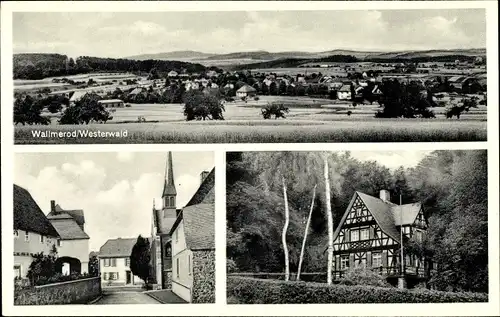 Ak Wallmerod im Westerwald, Gesamtansicht, Straßenpartie, Kirche, Fachwerkhaus