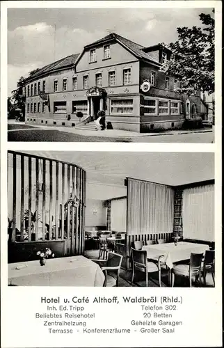 Ak Waldbröl Nordrhein Westfalen, Hotel und Cafe Althoff, Innenansicht