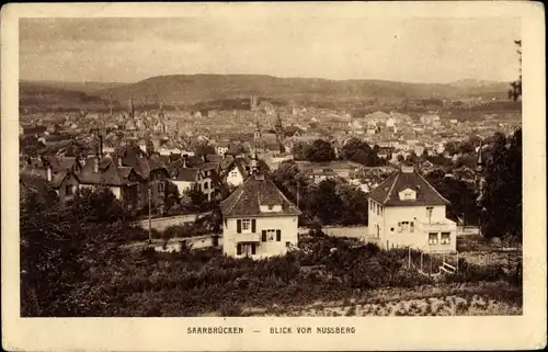 Ak Saarbrücken, Blick vom Nussberg auf den Ort, Häuser