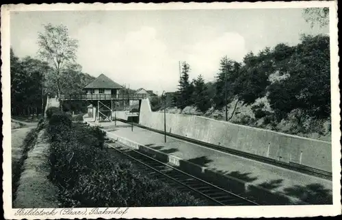 Ak Bildstock Friedrichsthal Saarland, Partie am Bahnhof, Gleisseite