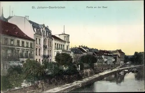 Ak St. Johann Saarbrücken im Saarland, Saarpartie