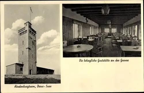Ak Berus Überherrn im Saarland, Hindenburgturm, Gaststätte