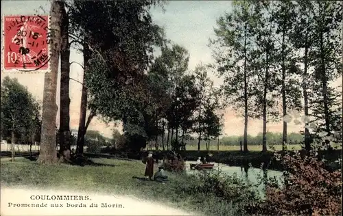 Ak Coulommiers Seine et Marne, Promenade aux bords du Morin