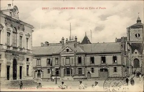 Ak Coulommiers Seine et Marne, Hotel de Ville et Poste