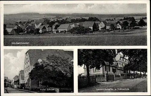 Ak Büchenbeuren im Hunsrück, Gesamtansicht, Haus Schüler, Landwirtschafts und Volksschule