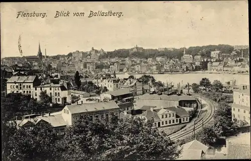 Ak Flensburg in Schleswig Holstein, Blick vom Ballastberg