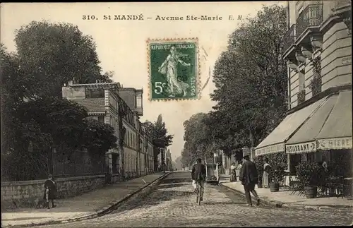 Ak Saint Mandé Val de Marne, Avenue Sainte Marie