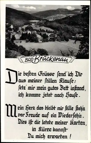 Ak Bad Brückenau im Sinntal Unterfranken, Panorama, Gedicht