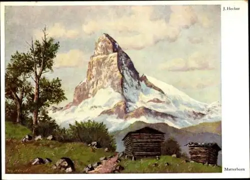 Künstler Ak Hecker, J., Zermatt Kanton Wallis, Matterhorn