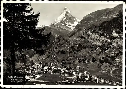 Ak Zermatt Kanton Wallis, Vue generale, Le Cervin, Matterhorn