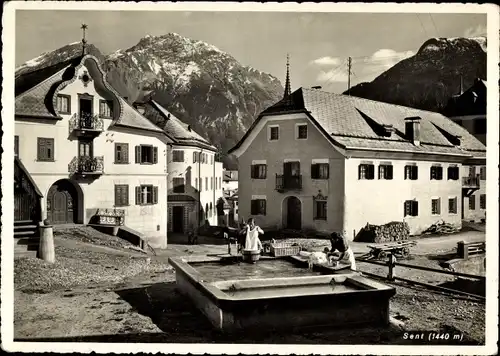 Ak Sent Kanton Graubünden Schweiz, Ortspartie, Häuser