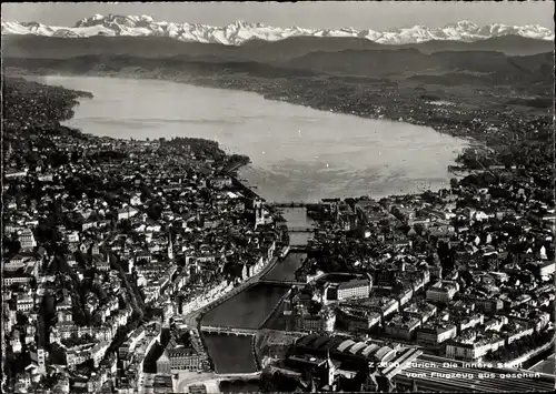 Ak Zürich Stadt Schweiz, Luftaufnahme