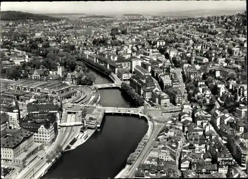 Ak Zürich Stadt Schweiz, Luftaufnahme