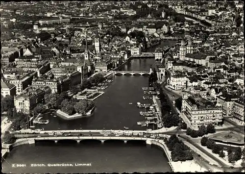 Ak Zürich Stadt Schweiz, Quaibrücke, Limmat