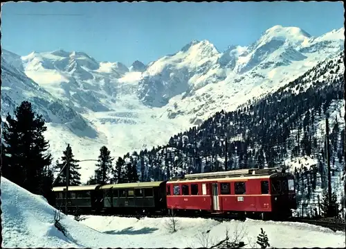 Ak Berninabahn mit Morteratschgletscher, Bellavista und Piz Bernina