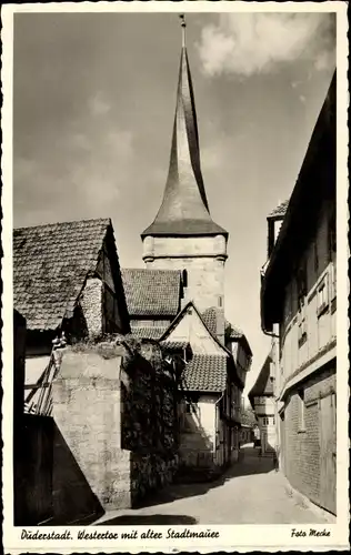 Ak Duderstadt im Eichsfeld, Westertor mit alter Stadtmauer