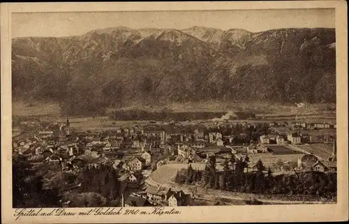 Ak Spittal an der Drau Kärnten, Panorama, Goldeck
