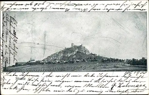 Ak Staatz in Niederösterreich, Blick auf den Ort, Schloss, Berg