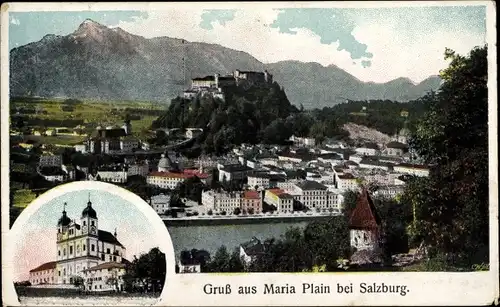 Ak Maria Plain Bergheim in Salzburg, Wallfahrtskirche, Gesamtansicht