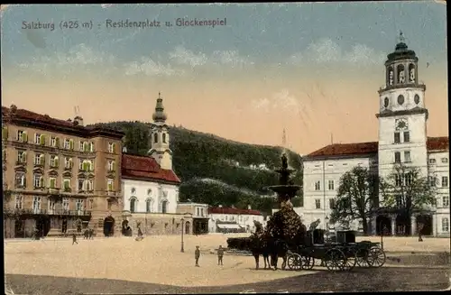 Ak Salzburg Österreich, Residenzplatz, Glockenspiel