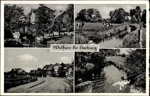 Ak Wulfsen in Niedersachsen, Seepartie, Fluss, Straßenpartie, Fachwerkhaus