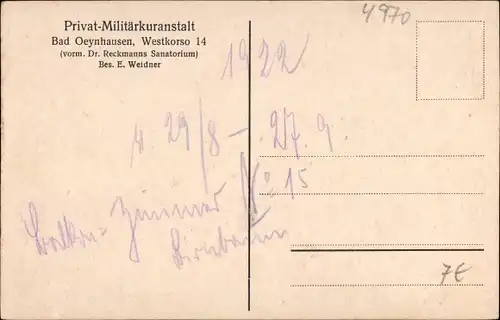 Ak Bad Oeynhausen in Westfalen, Privat Militärkuranstalt, Westkorso 14, Bes. E. Weidner