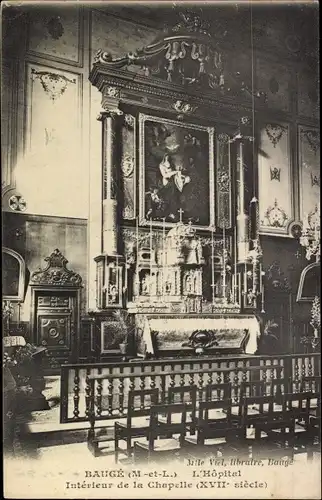 Ak Baugé Maine et Loire, L'Hopital, Interieur de la Chapelle