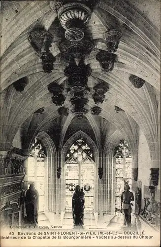 Ak Bouzillé Maine et Loire, Interieur de la Chapelle de la Bourgonnière, Voutes au dessus du Choeur