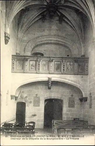 Ak Bouzillé Maine et Loire, Interieur de la Chapelle de la Bourgonnière, La Tribune