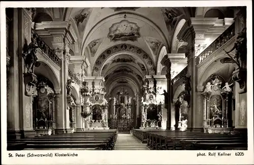 Ak St Peter im Hochschwarzwald, Inneres der Klosterkirche, Foto Rolf Kellner Nr. 6205