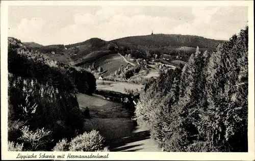 Ak Hiddesen Detmold in Nordrhein Westfalen, Hermannsdenkmal, Lippische Schweiz