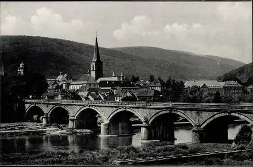 Ak Lohr am Main, Mainbrücke, Ort
