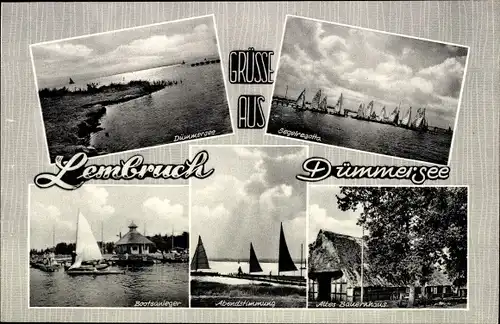 Ak Lembruch Dümmersee, Segelregatta, Bauernhaus