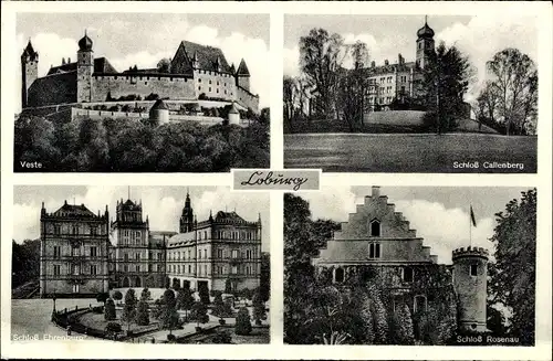 Ak Coburg in Oberfranken, Veste, Schloss Callenberg, Schloss Ehrenburg, Schloss Rosenau