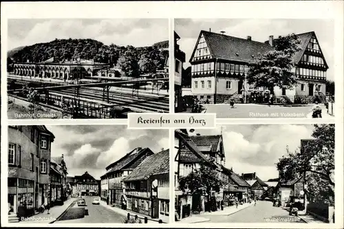 Ak Kreiensen Einbeck, Bahnhof, Rathaus mit Volksbank, Bahnhofstraße, Wilhelmstraße