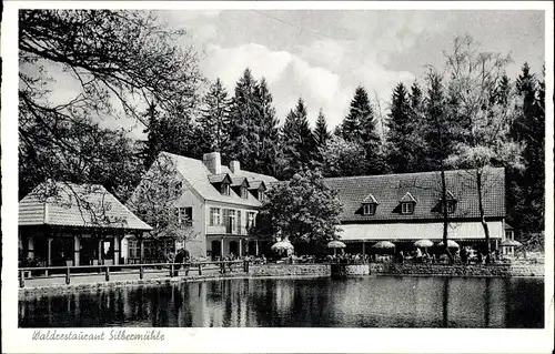 Ak Horn Bad Meinberg im Kreis Lippe, Wasserpartie am Waldrestaurant Silbermühle