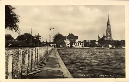 Ak Schleswig an der Schlei, Strandweg an der Schlei