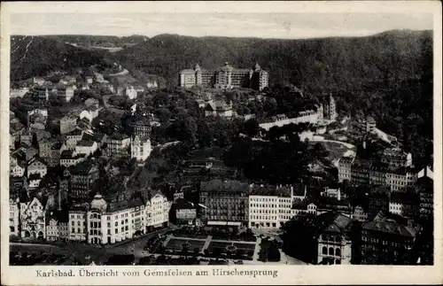 Ak Karlovy Vary Karlsbad Stadt, Gemsfelsen am Hirschensprung
