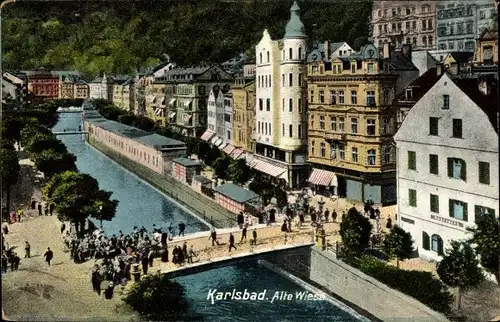 Ak Karlovy Vary Karlsbad Stadt, Alte Wiese