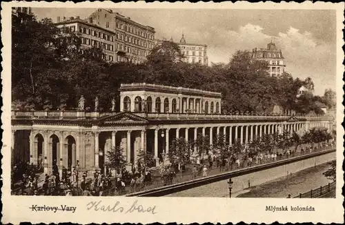 Ak Karlovy Vary Karlsbad Stadt, Mlynska kolonada, Mühlbrunnkolonnade