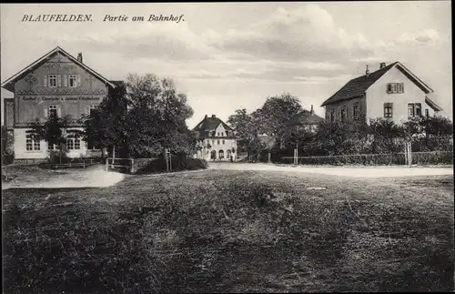 Ak Blaufelden Baden Württemberg, Partie am Bahnhof, Gasthof zur Eisenbahn