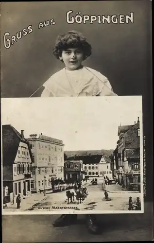 Passepartout Ak Göppingen in Baden Württemberg, Blick in die untere Marktstraße