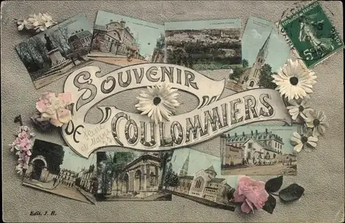 Ak Coulommiers Seine et Marne, Ortsansichten, Blumen, Souvenir