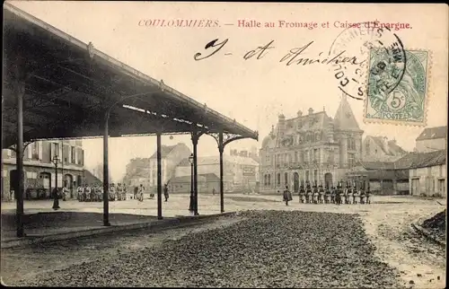 Ak Coulommiers Seine et Marne, Halle au Fromage, Caisse d'Epargne