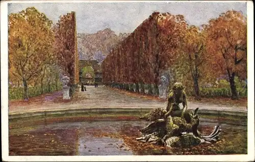 Künstler Ak Ranzoni, H., Wien XIII. Hietzing, Schönbrunn, Brunnengruppe, Allee