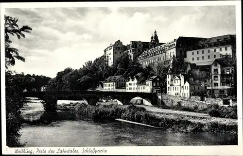 Ak Weilburg an der Lahn Hessen, Schlosspartie, Brücke