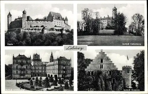 Ak Coburg in Oberfranken, Veste, Schloss Callenberg, Schloss Ehrenburg, Schloss Rosenau